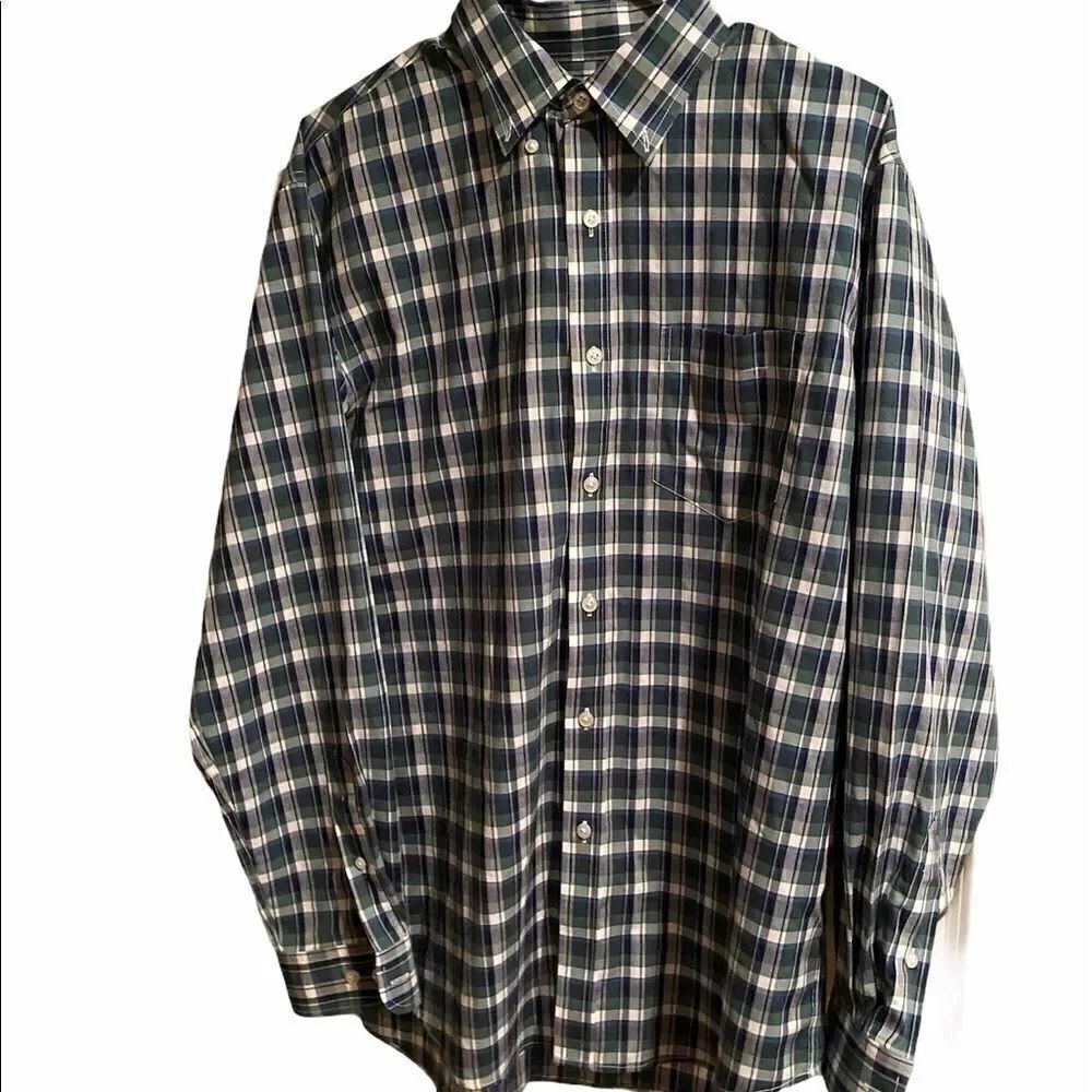 LL Bean Plaid Long Sleeve Shirt Size Medium